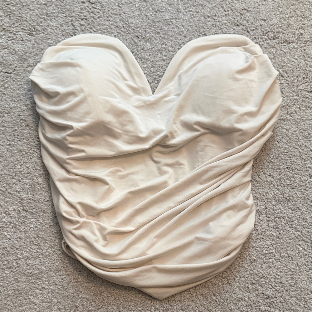 Express Cream Strapless Top